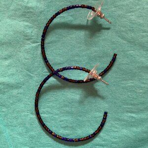 VINTAGE 80s PURPLE AND GOLD BEADED EARRINGS